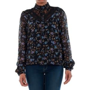 Skjorter / Skjortebluser Vero Moda 10189755 VMROSE LACE L/S SHIRT BLACK/ROSE PRINT BLUE