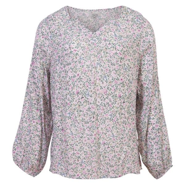 ZbyZ - Plus size dame skjortebluse - Hvid/Lyserød - Str. 50/52