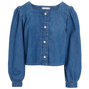 Tommy Hilfiger Skjortebluse - Square Neckline Denim - Marineblue