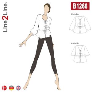 Line2Line B1266, Peplum skjortebluse m/bindebånd